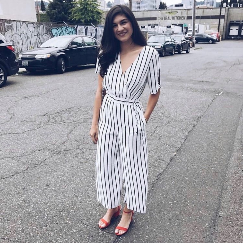 Flared Leg Linen Jumpsuit